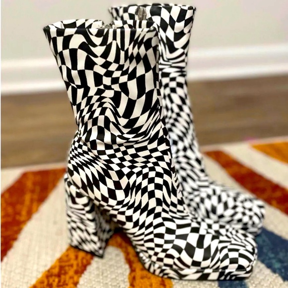 Nasty Gal Shoes - NWOB  Wavy Checkerboard Print Boots